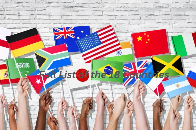 full list of the 18 countries